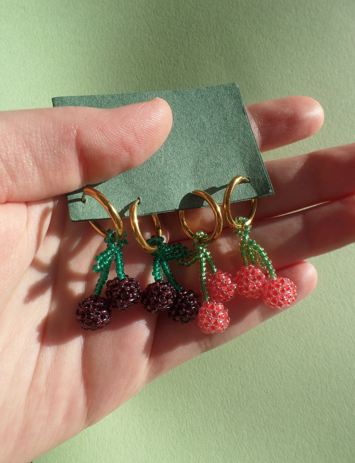 Glass Beaded Cherry Earrings