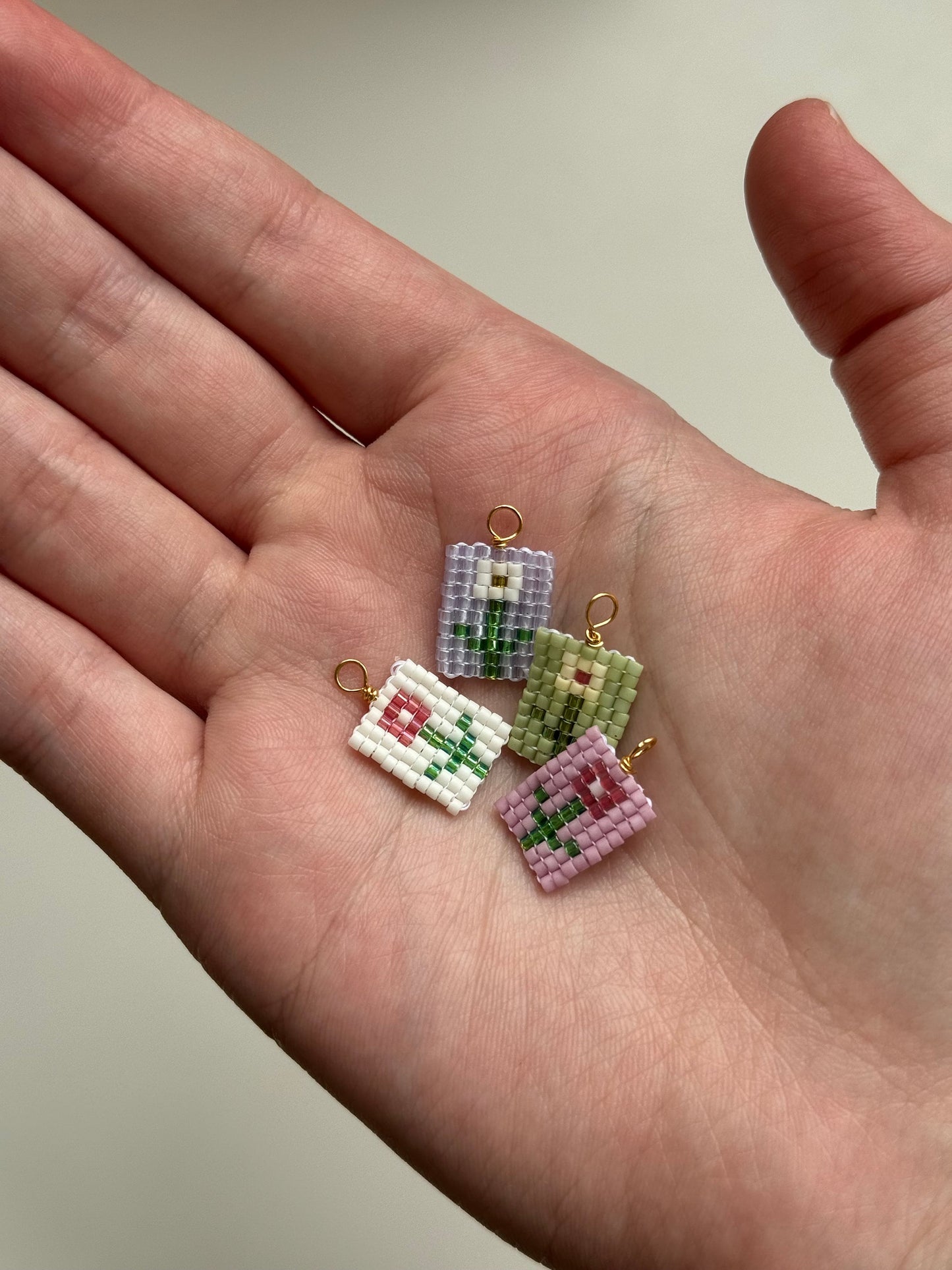 Green Flower Charm Necklace — 14k gold-filled or sterling silver