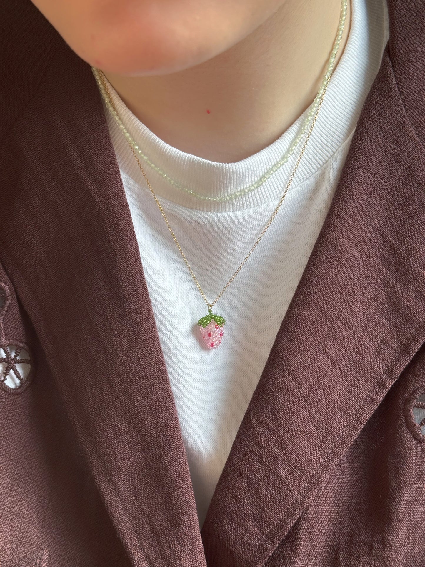Small Strawberry Necklace - Sterling silver or 14k gold-filled