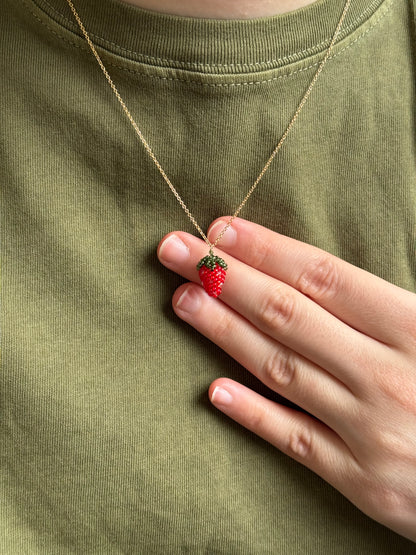 Small Strawberry Necklace - Sterling silver or 14k gold-filled