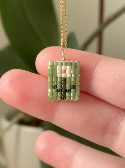 Flower Charm Necklace - Cat Eye Effect
