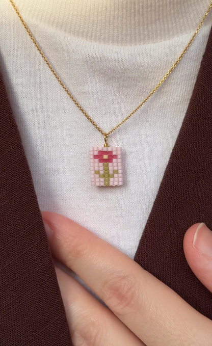 Flower Charm Necklace — 14k gold-filled or sterling silver