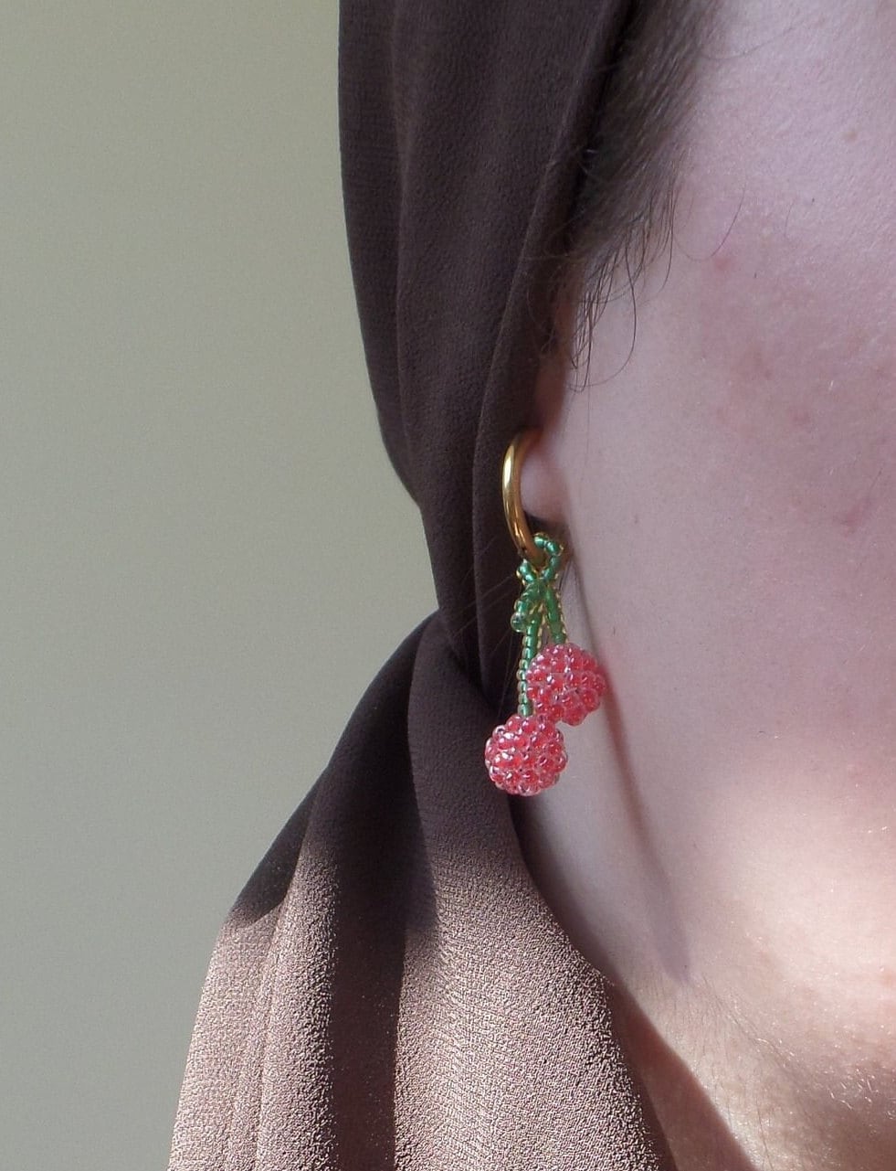 Glass Beaded Cherry Earrings