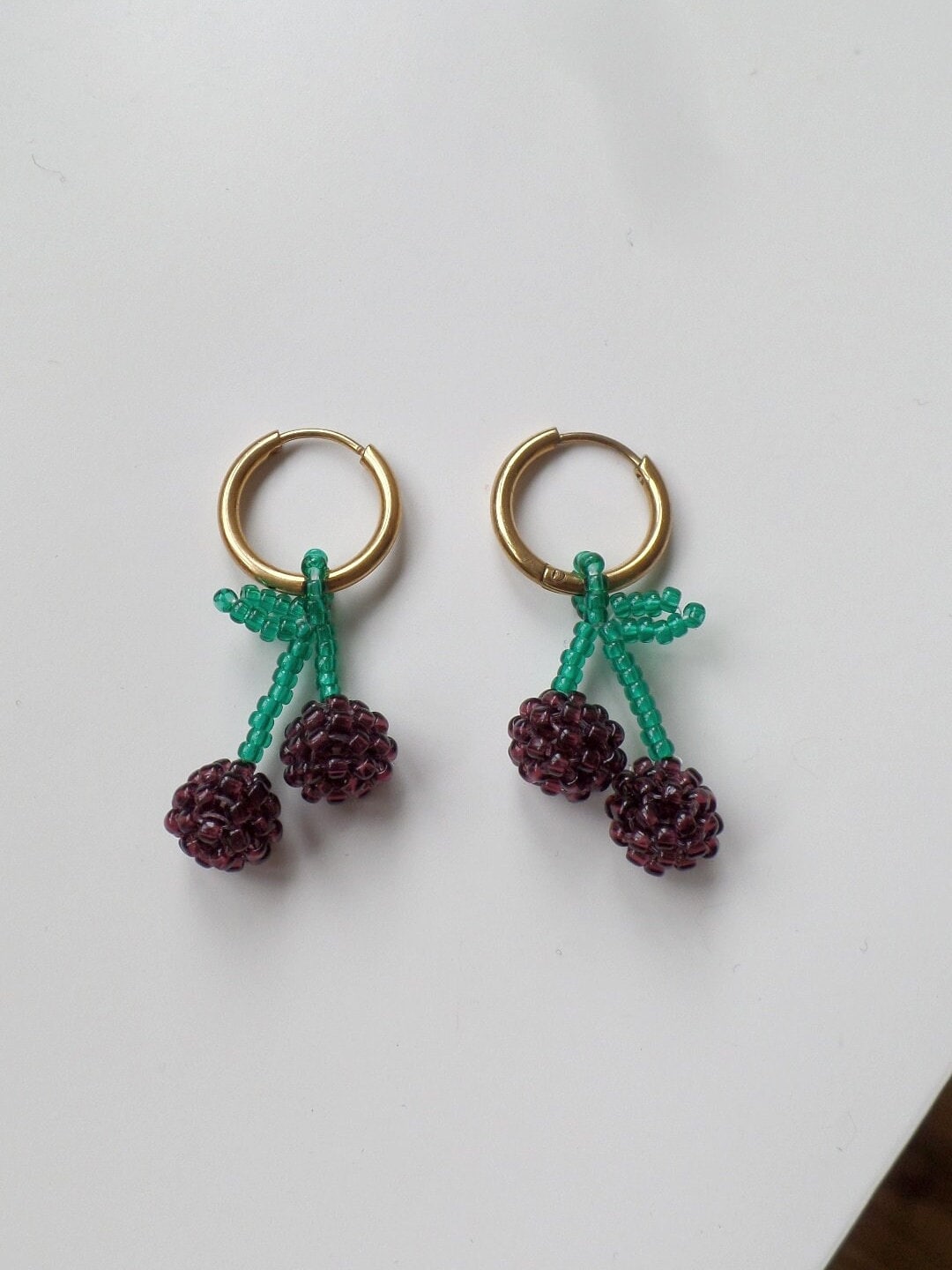 Glass Beaded Cherry Earrings