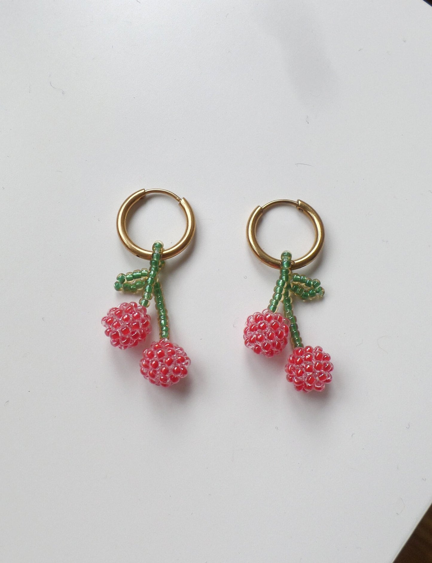 Glass Beaded Cherry Earrings