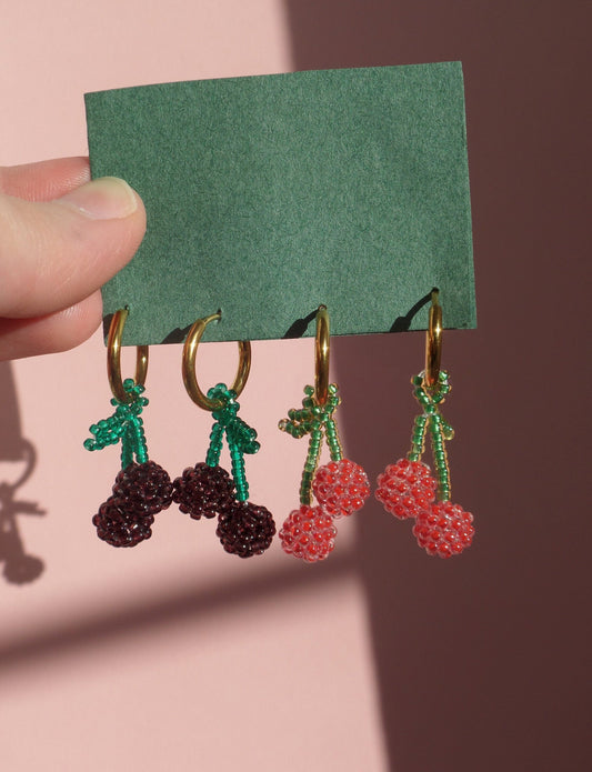 Glass Beaded Cherry Earrings