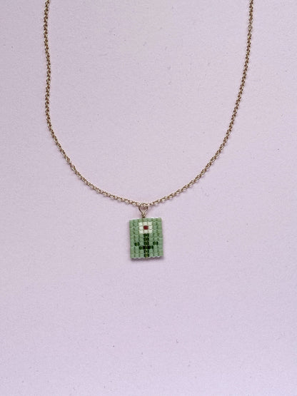 Green Flower Charm Necklace — 14k gold-filled or sterling silver