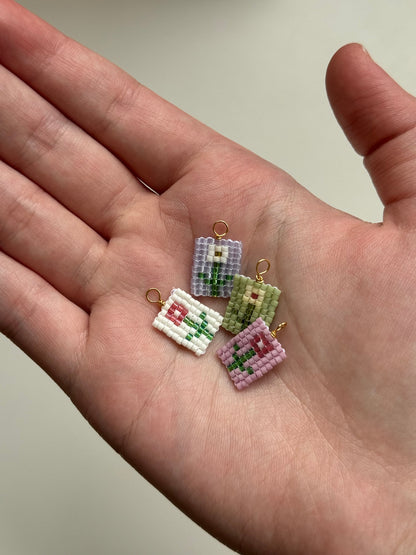 Green Flower Charm Necklace — 14k gold-filled or sterling silver